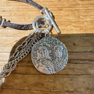 Lucky brand silver/leather necklace